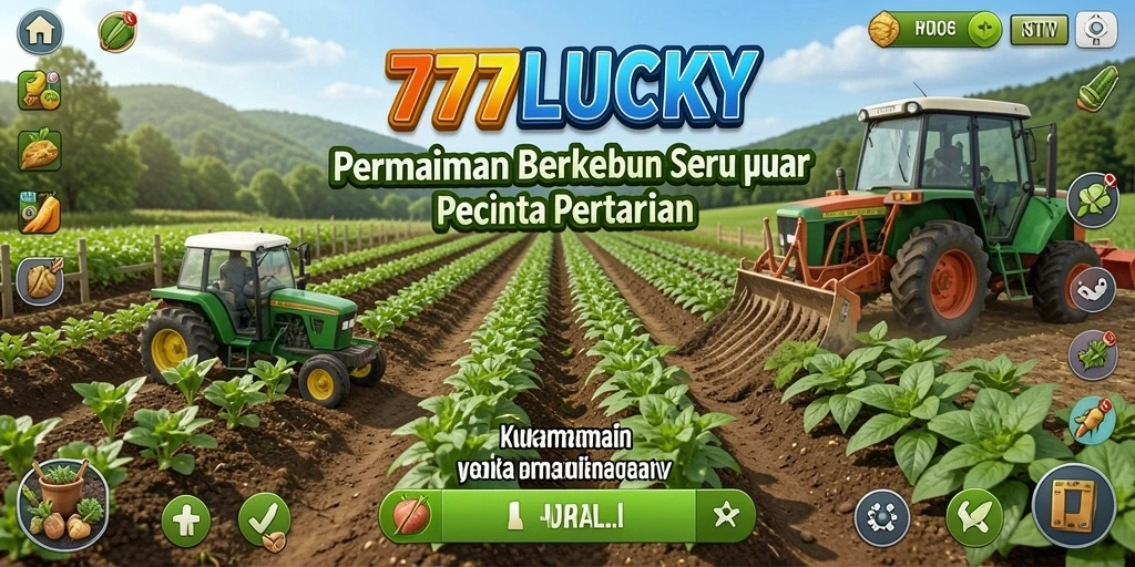 Tangkapan layar gameplay 777LUCKY dengan ladang hijau yang subur.