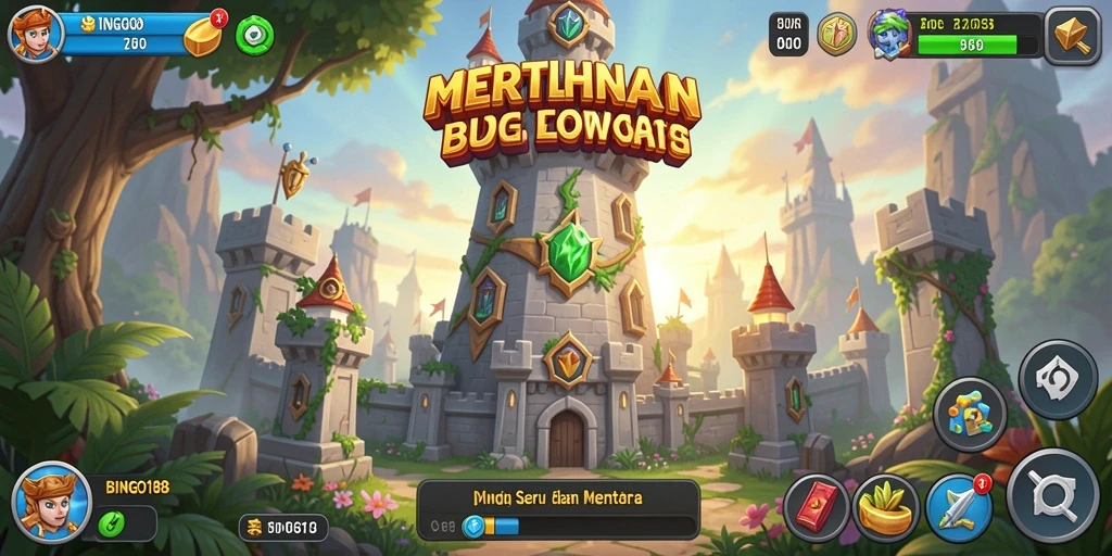 Tangkapan layar BINGO188 menampilkan aksi seru dalam pertempuran Tower Defense.