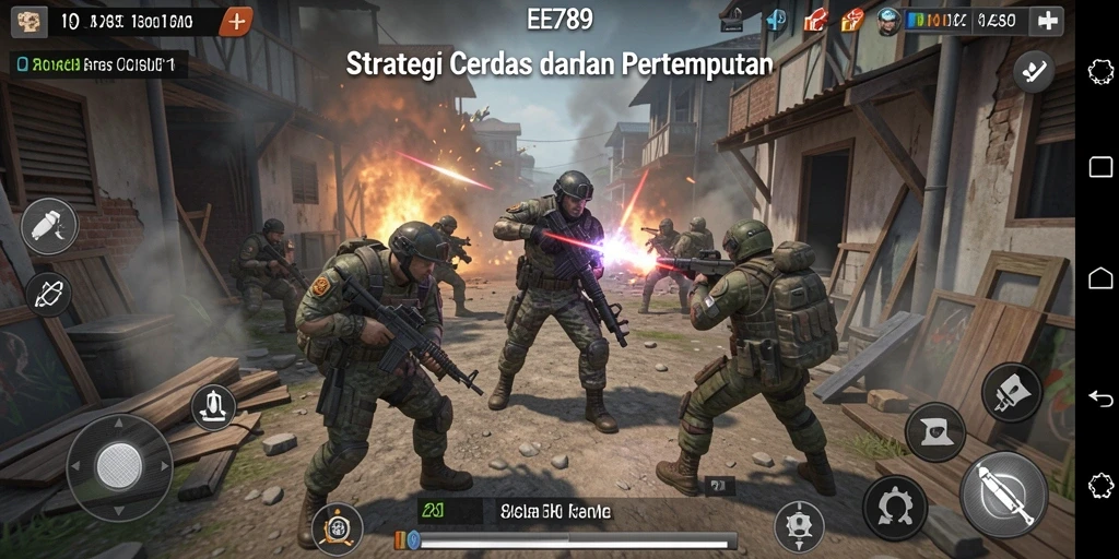 Tampilan pertarungan strategis dalam gameplay EE789.