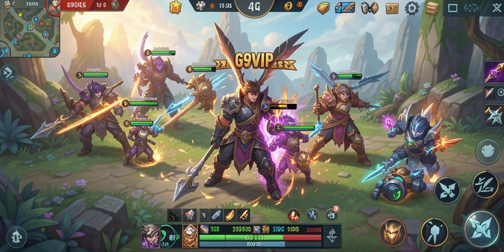 Screenshot menunjukkan pertempuran intens di G9VIP dengan strategi yang mendalam.