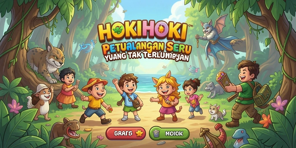 Tangkapan layar HOKIHOKI menampilkan aksi seru dalam petualangan yang menegangkan.