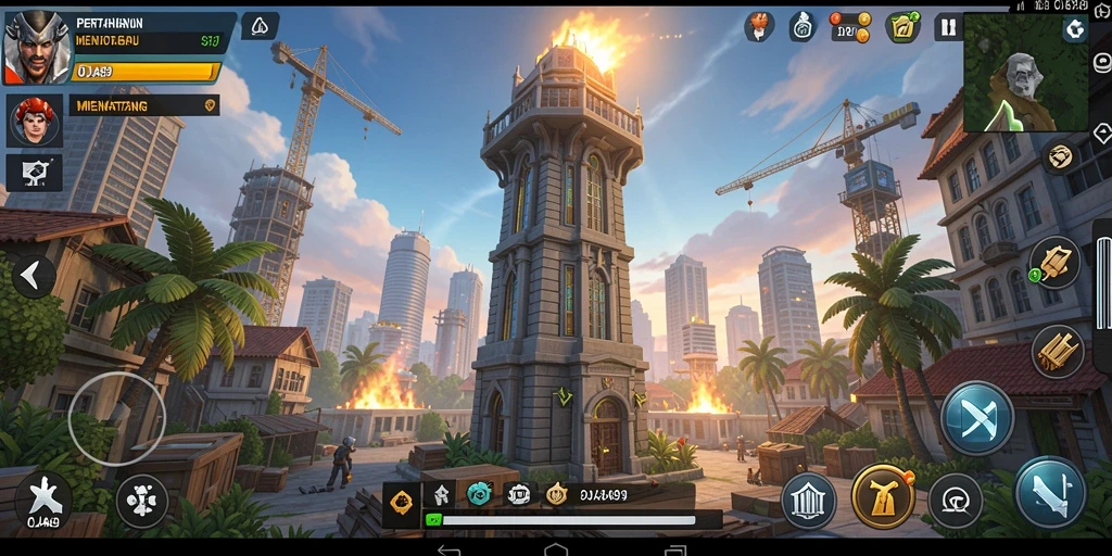 Screeshot OJA89 menampilkan serangan seru dalam gameplay Tower Defense.