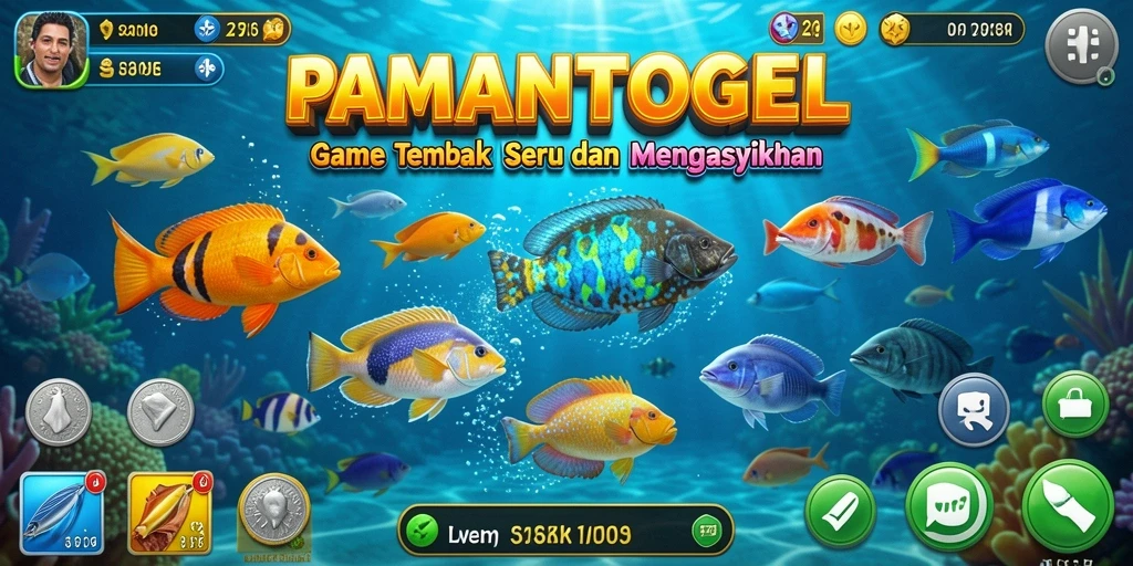 Tampilan gameplay seru dalam PAMANTOGEL saat menembak ikan.