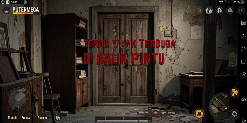 Screenshot gameplay PUTERMEGA yang menampilkan suasana mencekam