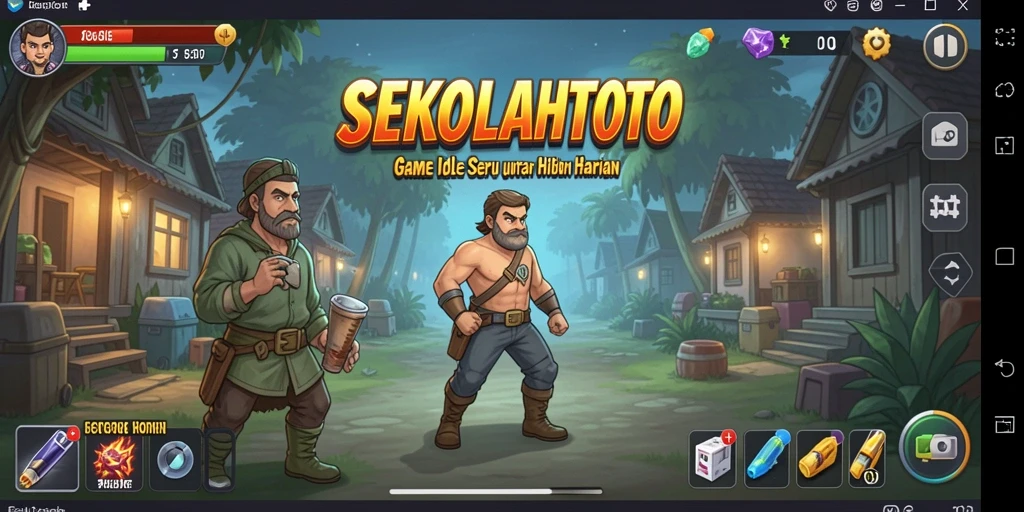 Screenshot gameplay SEKOLAHTOTO menampilkan suasana santai dan mengasyikkan.