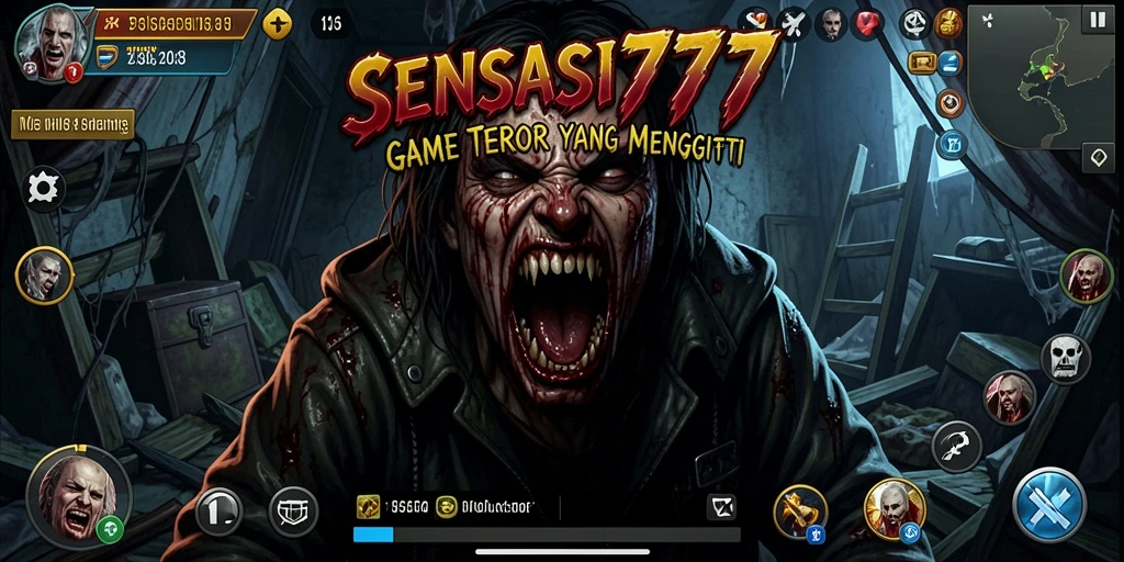 Screenshot gameplay SENSASI777 menampilkan suasana horor yang mencekam.