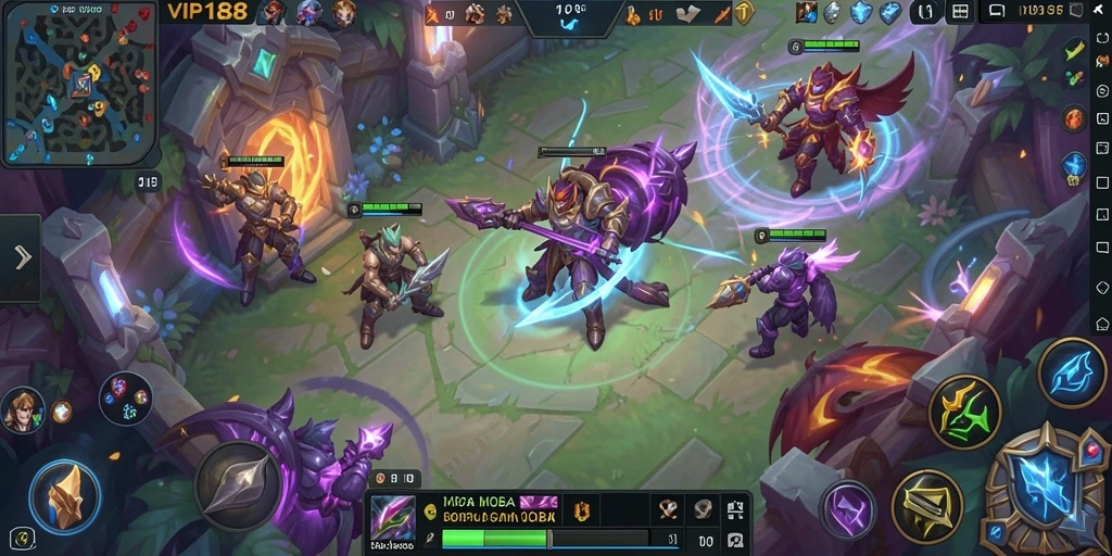 Tampilan aksi menegangkan dari gameplay MOBA VIP188.
